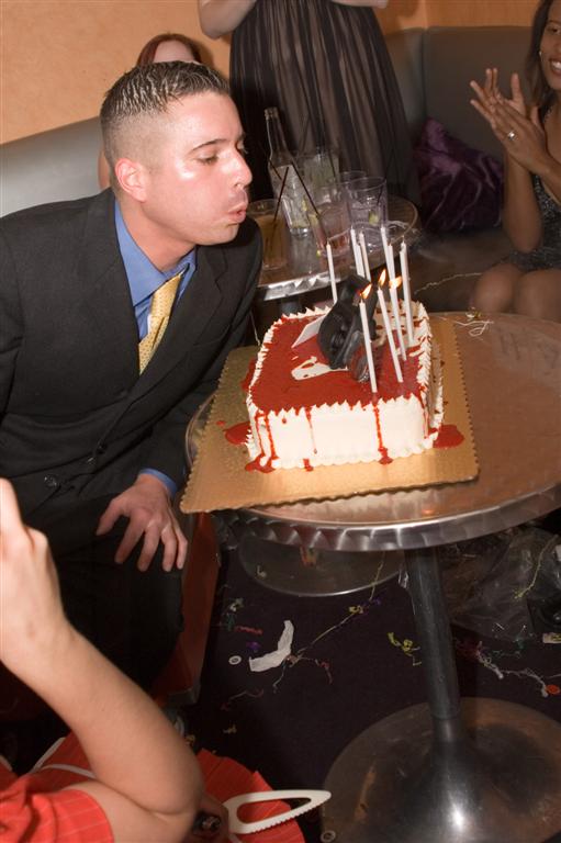 Christian blowing out candles